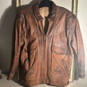 Vintage Distressed Men's Brown Leather Jacket